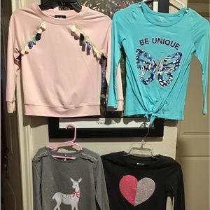 4 T-Shirt Long Sleeves Lil Girls Sz 7-8